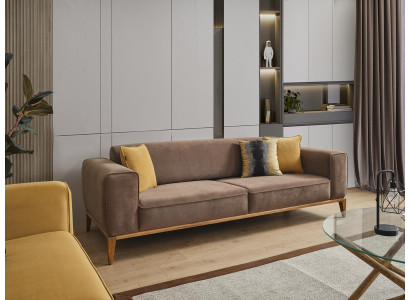 Four Seater Sofa 4 Seater Sofas Fabric Brown Living room Luxury Modern