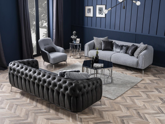Three Seater Sofa 3 Seater Sofas Seat Fabric Gray Living room Modern Luxury