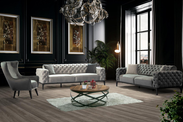 Three Seater Sofa 3 Seater Sofas Fabric White Living room Chesterfield new