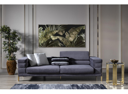 Three Seater Sofa 3 Seater Sofas Fabric Gray Living room Luxury Modern Seat