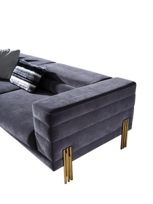 Three Seater Sofa 3 Seater Sofas Fabric Gray Living room Luxury Modern Seat