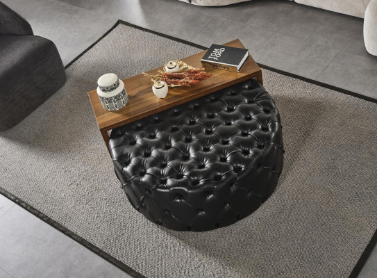 Coffee table Table Side table Living room Modern Black Imitation leather