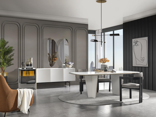 Dining table Dining room table Dining corner Table Wood Modern White Dining room Luxury