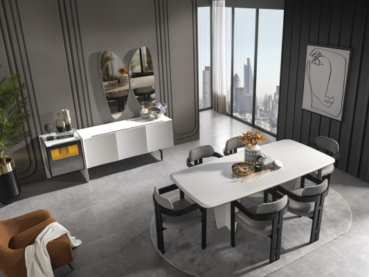 Dining table Dining room table Dining corner Table Wood Modern White Dining room Luxury