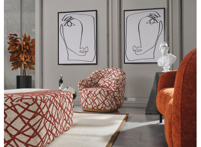 Armchair Wing Chair Modern Fabric Living room Polyester Orange Design