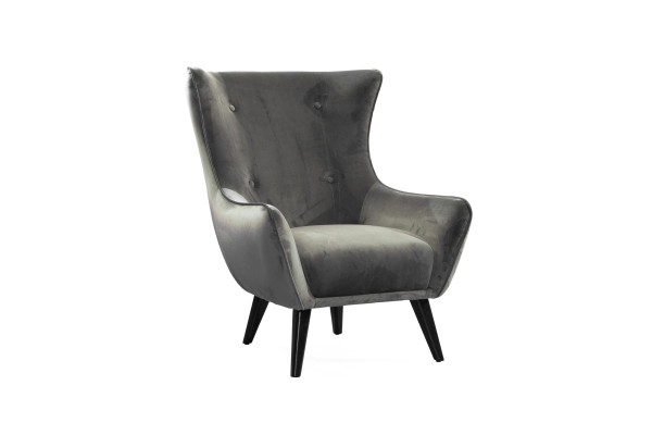 Armchair Wing Chair Fabric Living room Polyester Design Gray Modern Seat