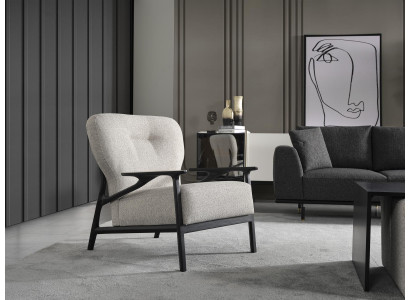 Armchair Wing Chair Modern Fabric Living room Polyester White Design