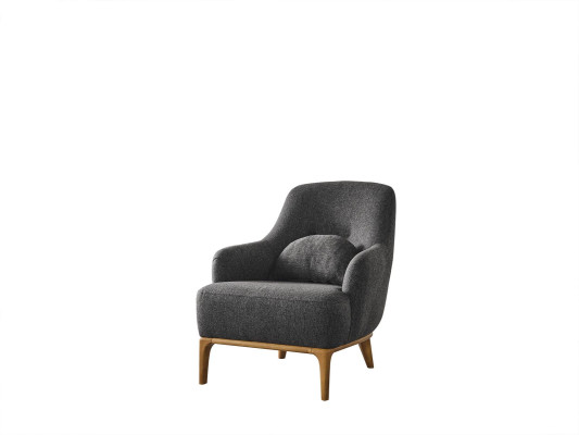 Armchair Wing Chair Modern Fabric Living room Polyester Gray Design Seat