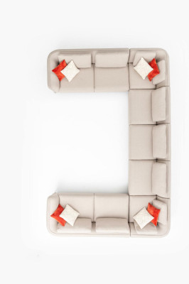 Sofa U-shape luxury living room corner sofa beige upholstered sofa design modern style