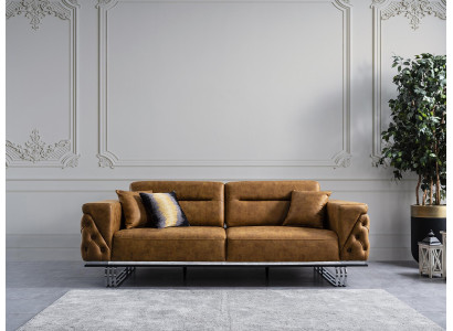 Four Seater Sofa 4 Seater Sofas Imitation leather Brown Living room Luxury