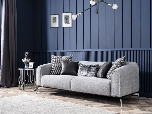 Sofa set Complete e Couch set Sofa 431 Seat Fabric 3-piece Black