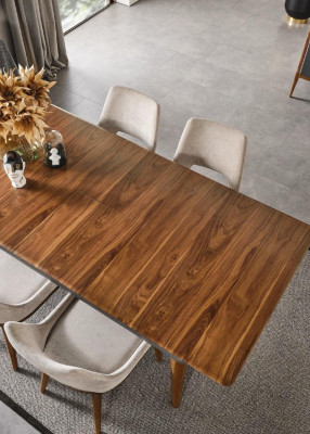 Suite Dining set Dining room Dining table Luxury Chairs Dining area 6pcs Brown