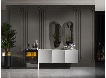 Group Sideboard Mirror Chest of drawers Wood Modern Dining room White Design new