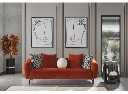 Three Seater Sofa 3 Seater Sofas Design Modern Fabric Orange Living room