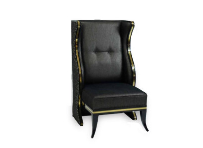 Classic r Armchair Luxury Design Wood Black Wing Chair Lounge Club