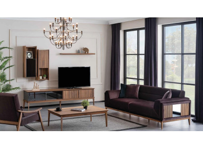 Complete e Living room Furnishings 5 ​​pieces. Set Sofa Wall unit Couch Shelf