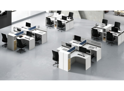 Desk 4er Office desk Table Work table Furniture Counter call center Furniture