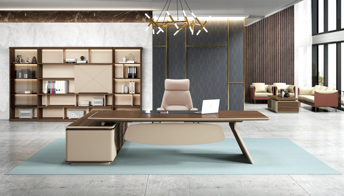 Elegant desk and large office cabinet in contemporary design