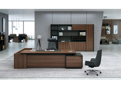 Corner table Desk + Wardrobe Shelf Wood 2-piece. Set of office furnishings