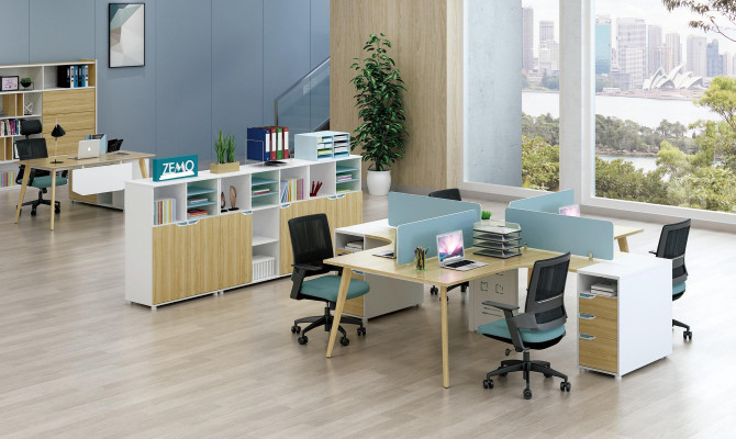 Call Center 4 Workstations Desk Office Furniture Furnishings Equipment