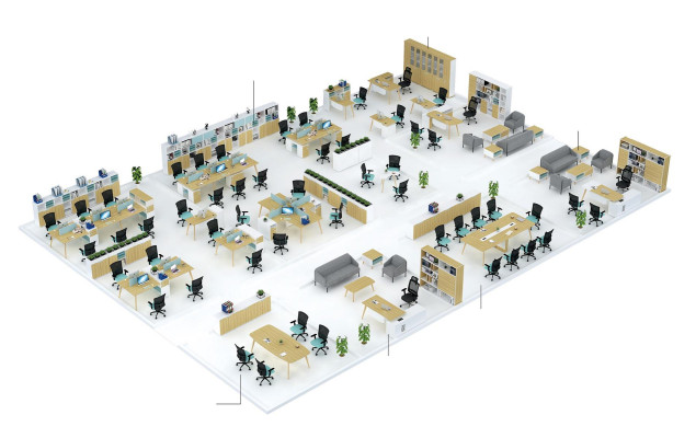 Office Furniture Furnishings Tables Wood Table 4 Workstations Desk