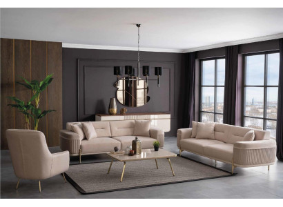 Suite Living room Sofa set Sofa 331 Seat Coffee table Fabric luxury couch 6 pieces