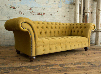 Designer Chesterfield sofa set sofa couch upholstery set in velvet 4 pieces.