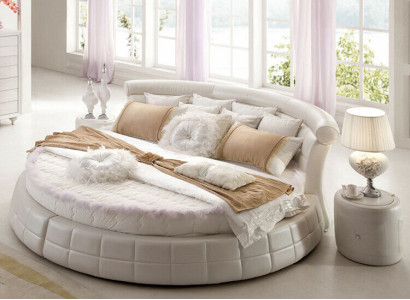 Classic Round Beds - Round Luxury Designer Bed Upholstery Elegant Leather Velvet