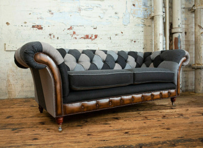 Durable Chesterfield Couch Sofa Upholstery Microfiber Fabric Seat Pad