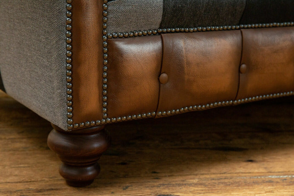 Chesterfield Design Couch 3 Seater Couches Fabric Sofa Seat Upholstery Sofas