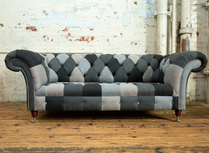 Sofa 3 Seater Couch design Chesterfield Seat Suite Leather Textile Upholstery new