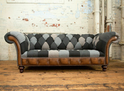 Chesterfield Textile Sofa 3 Seater Sofa Upholstery Sofas Design Luxury Fabric Sofas New