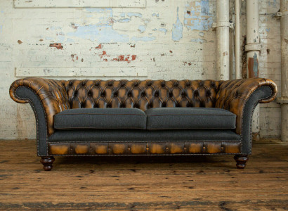 Design Chesterfield Sofa 3 Couch Sofa Set Fabric Upholstery Leather Three Seater