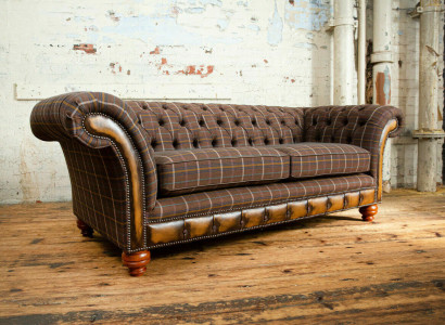 Classic Chesterfield Sofa 3 Seater Design Sofas Upholstery Couches Leather Brown