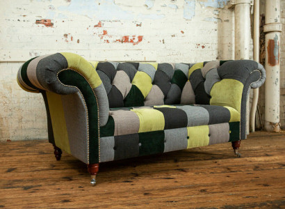 Designer Chesterfield Sofa 2 Seater Couch Upholstery Sofas Fabric Living room Couches