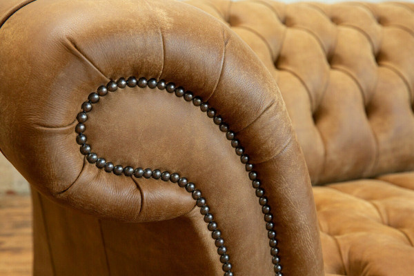 Chesterfield Brown Couch Sofa Upholstery 4 Seater Couches Seat Suite