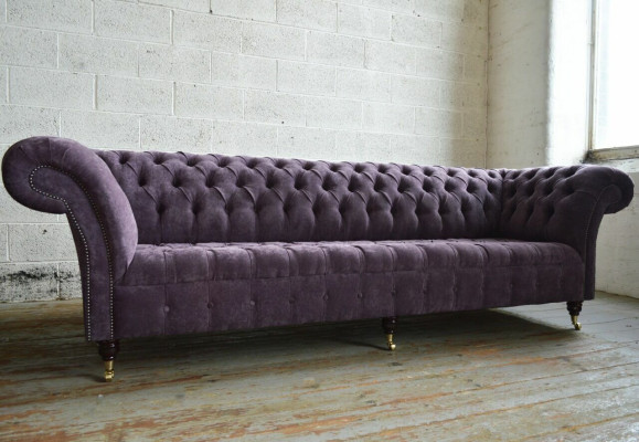 Purple Chesterfield Luxury Couch Sofa Upholstery 4 Seater Couches Seat Suite