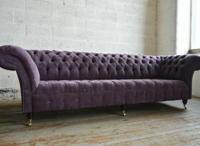 Purple Chesterfield Luxury Couch Sofa Upholstery 4 Seater Couches Seat Suite