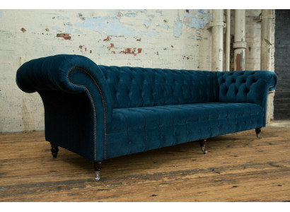 Design Chesterfield Sofa set 4 Seater Fabric Couch Sofa Upholstery Sofas 265cm