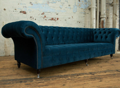 Design Chesterfield Sofa set 4 Seater Fabric Couch Sofa Upholstery Sofas 265cm