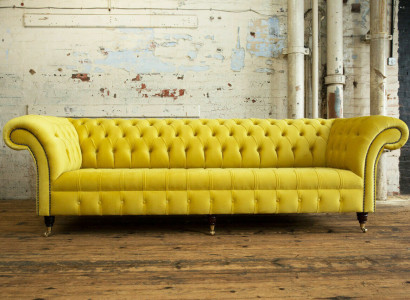 Design Sofa 4 Seater Upholstery Luxury Classic Textile Chesterfield Sofas Couch