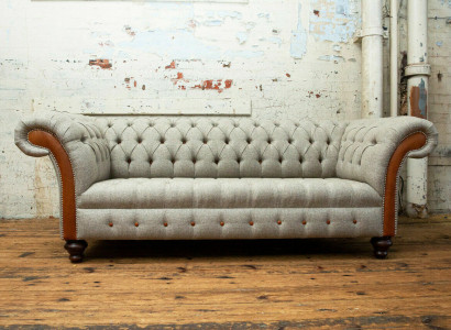 Gray Chesterfield Three Seater Couch Upholstery Design Sofa Modern 3 Seater