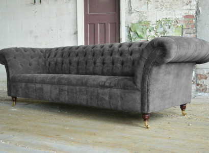 Three Seater Chesterfield Gray Couch Upholstery Sofas Modern Couches