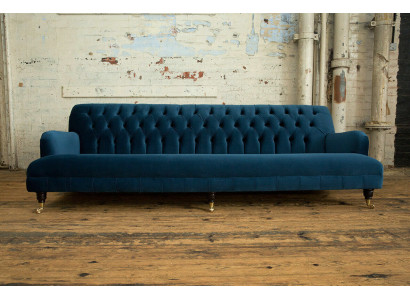 Large Blue Chesterfield Four Seater XXL Luxury Sofa Couch Upholstery Furniture