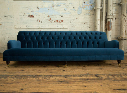 Large Blue Chesterfield Four Seater XXL Luxury Sofa Couch Upholstery Furniture