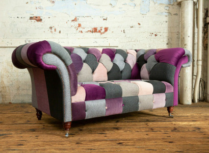 Chesterfield 2 Seater Sofa Textile Couch Upholstery Design Colorful Sofas