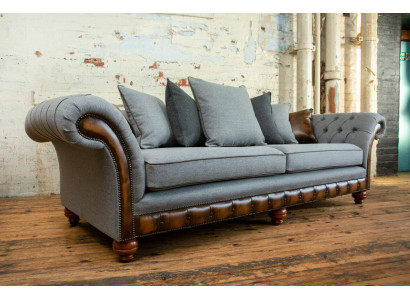 Classic Chesterfield Design Sofa 4 Seater Couch Upholstery Luxury Textile Couches
