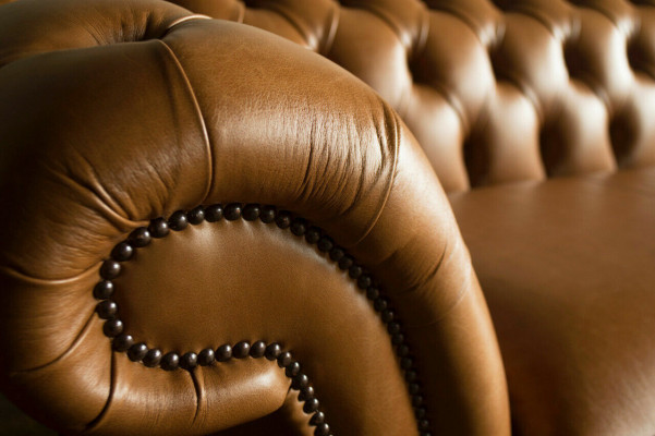 Brown Chesterfield Sofa Luxury 4-Seater Couch Upholstery Fabric Seater