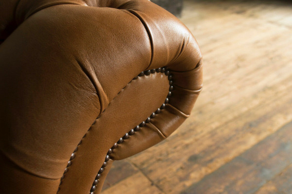 Brown Chesterfield Sofa Luxury 4-Seater Couch Upholstery Fabric Seater