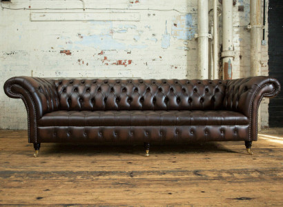 Classic Chesterfield Leather Upholstery Luxury Sofa Design Couch Sofas 4 Seater new
